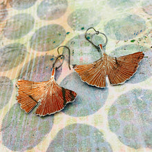 Load image into Gallery viewer, Burnt Orange Gingko Leaves   |   Recycled Tin Earrings
