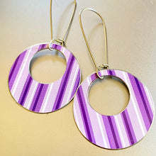 Load image into Gallery viewer, Purple Striped Wide Rings Earrings