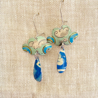 Turquoise Tiny Clouds Tin Earrings