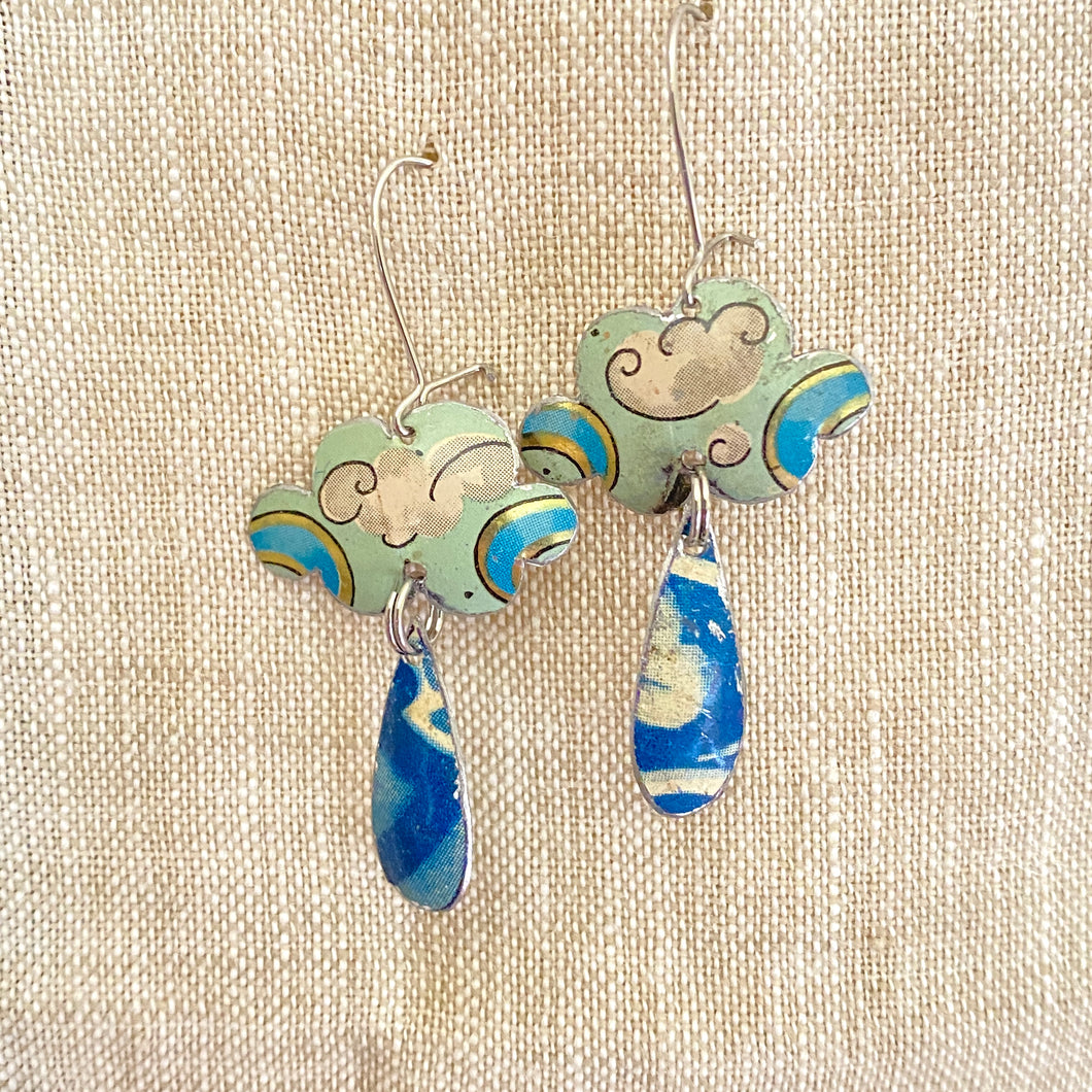 Turquoise Tiny Clouds Tin Earrings