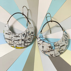 Canada Crescent Circles Tin Earrings