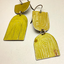 Load image into Gallery viewer, Etched Arch Fawn &amp; Green Tea Tin Earrings