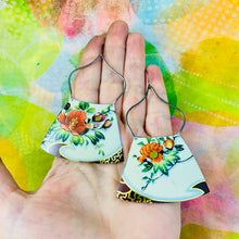 Load image into Gallery viewer, Vintage Blossoms Tin Big Wide Fan Earrings