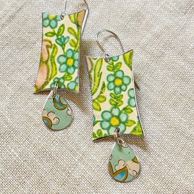 Flowery Mod Rectangle Earrings