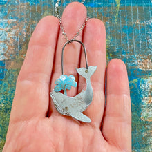 Load image into Gallery viewer, Gray Humpback Whale Exhale Tin Necklace