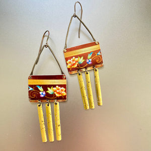 Coppery Rectdangle Tin Earrings