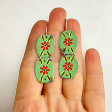 Load image into Gallery viewer, Red Flowers on Mantis Tin Earrings