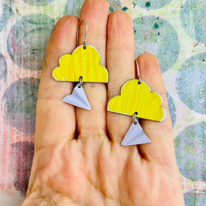 Sunny Clouds & Airplanes Tin Earrings