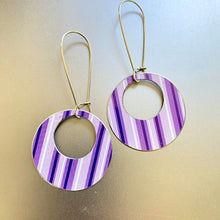 Load image into Gallery viewer, Purple Striped Wide Rings Earrings