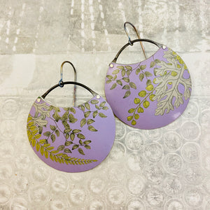 Botanicals on Lavender Upcycled Tin Circle Earrings