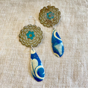 Mums and Water Drop Earrings