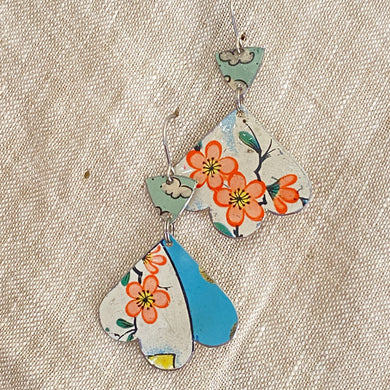 Happy Pink Flowers Trefoil Earrings