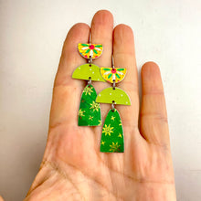 Load image into Gallery viewer, Mixed Greens Patterned Angels Tin Earrings