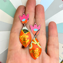 Load image into Gallery viewer, Cerise Tulips &amp; Tangerine Drop Earrings