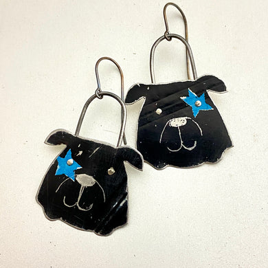 Blue Star Bulldogs Tin Earrings