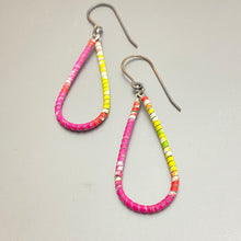 Load image into Gallery viewer, Tie Dye Wrapped Teardrops Upcycled Tin Earrings