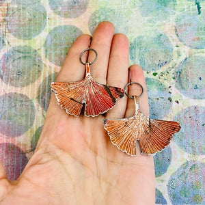 Burnt Orange Gingko Leaves   |   Recycled Tin Earrings