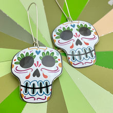 Load image into Gallery viewer, Square Jawed Sugar Skulls Tin Earrings