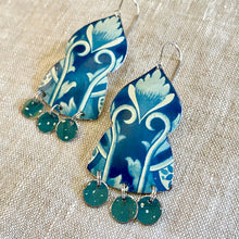 Load image into Gallery viewer, Shades of Blueberry Temple Drop Tin Earrings