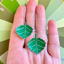 Load image into Gallery viewer, Little Green Aspen Leaves Tin Earrings