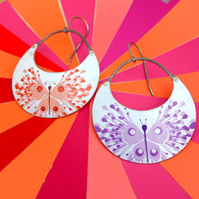 Load image into Gallery viewer, Frilly Butterflies Crescent Circle Earrings