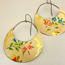 Load image into Gallery viewer, Little Flowers Crescent Circles Tin Earrings