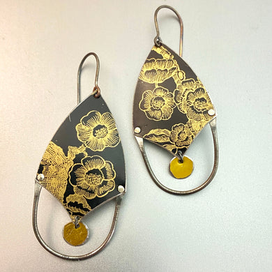 Golden Flowers Shielded Tin Earrings