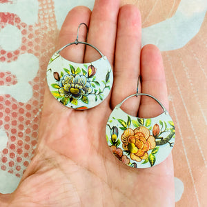 Beautiful Blossom Circles Upcycled Tin Earrings