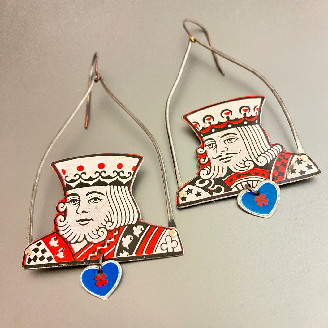 King of Hearts Tin Earrings