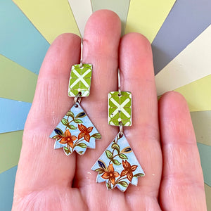 Green X’d Pinked Edge Earrings