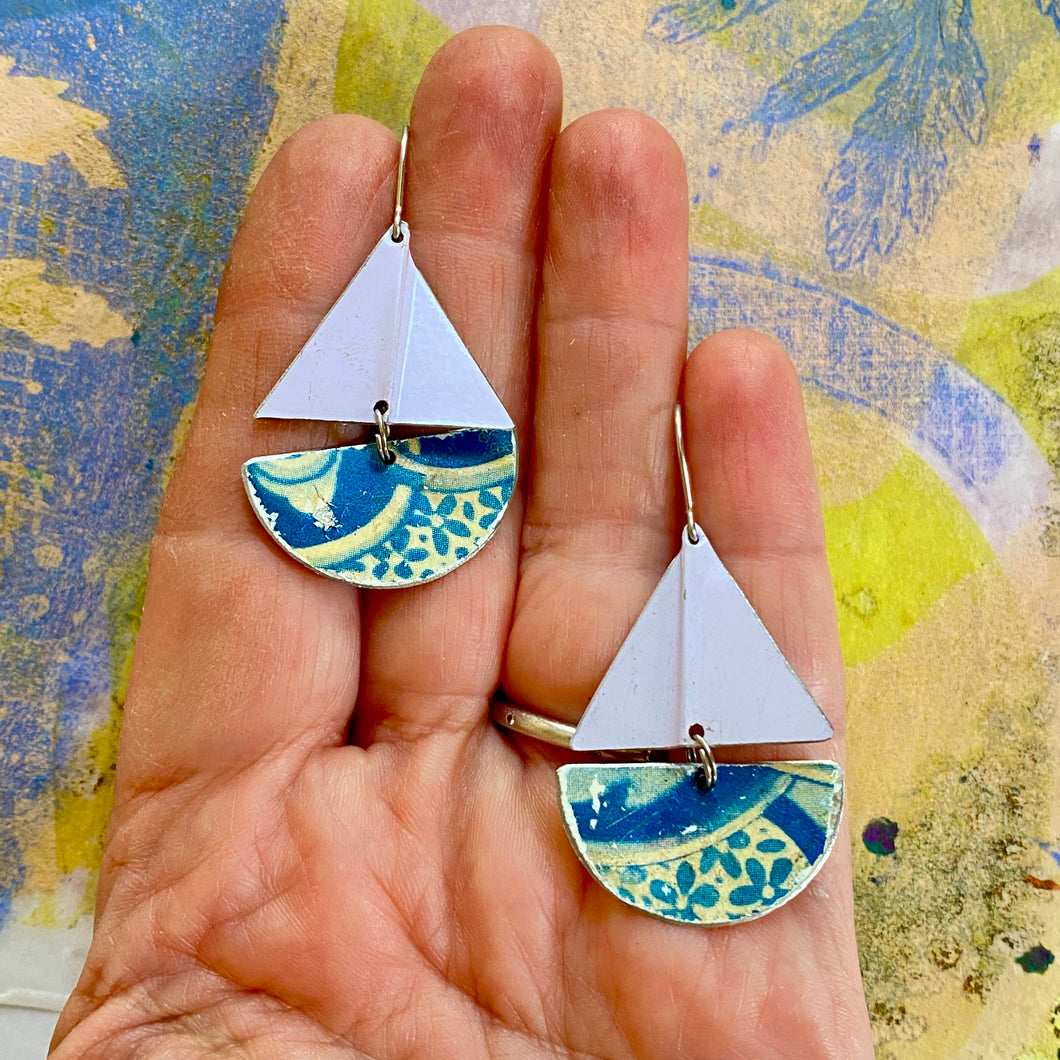 Vintage Blueberry Sailboat Earrings