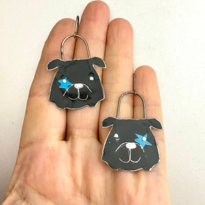 Blue Star Bulldogs Tin Earrings