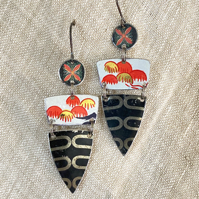 Midnight, Gold & Red Earrings