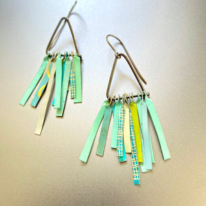 Mixed Turquoises Fringe-y III Tin Earrings