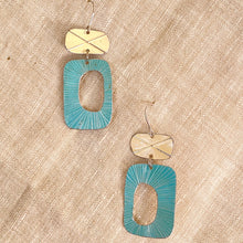 Load image into Gallery viewer, Mod Ecru &amp; Cadet Blue Tin Earrings