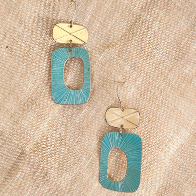 Mod Ecru & Cadet Blue Tin Earrings