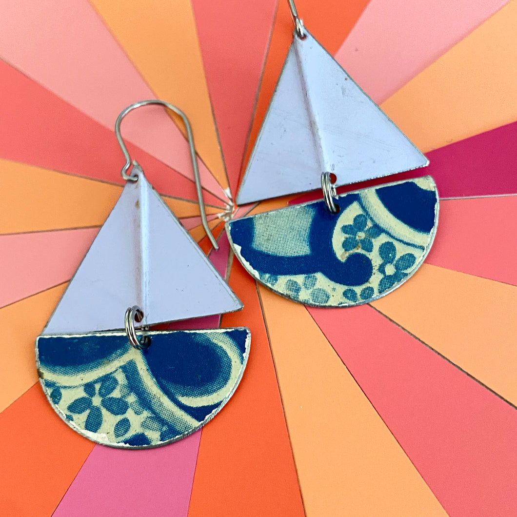 Vintage Blueberry II Sailboat Earrings