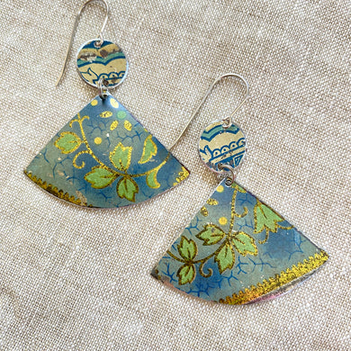 Mixed Vintage Blues Tin Fan Earrings