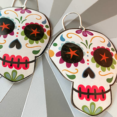 Star Eyed Sugar Skulls Tin Earrings