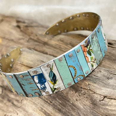 Mixed Turquoise Tesserae Tin Cuff