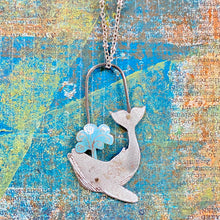 Load image into Gallery viewer, Gray Humpback Whale Exhale Tin Necklace