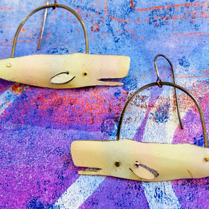 Palest Pastel Sperm Whales Upcycled Tin Earrings