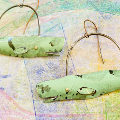 Seafoam Sperm Whales Upcycled Tin Earrings