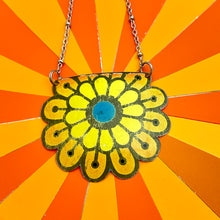 Load image into Gallery viewer, Stylized Orange Flower Tin Necklace