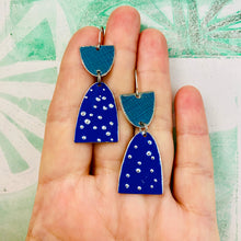 Load image into Gallery viewer, Teal Screen Mod Arches Drop Tin Earrings