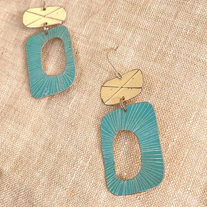 Mod Ecru & Cadet Blue Tin Earrings