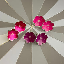 Load image into Gallery viewer, RESERVED Fuchsia &amp; Persimmon Tiny Blossoms Post Earrings