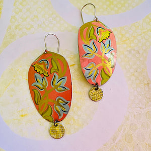 Vintage Pink Seedpod Drop Tin Earrings