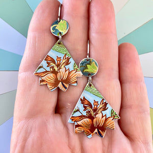 Pink Blossoms Pinked Edge Earrings
