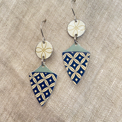 Midnight Blue Harlequin Pattern Little Drop Earrings